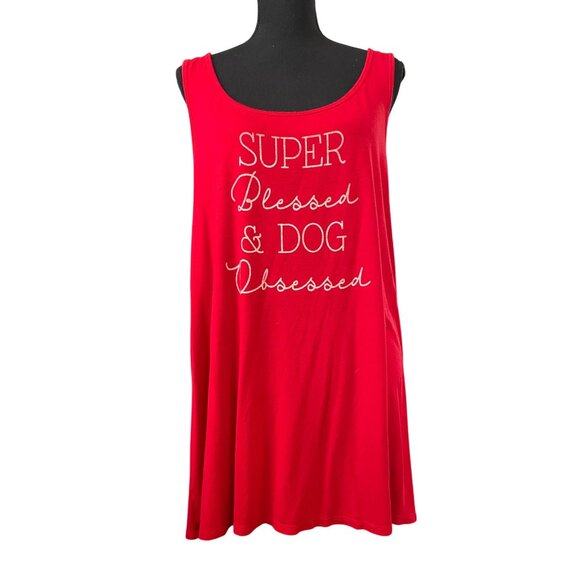Torrid Red Tank Top Super Blessed & Dog Obsessed Graphic Womens Size 3 Oversized - Picture 1 of 8